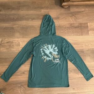 Men’s Reel Life UV protectant green Hoodie shirt, M